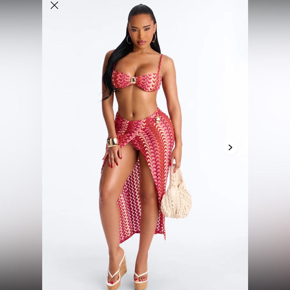 Jazzlyn Abstract 3 Piece Bikini Skirt Set